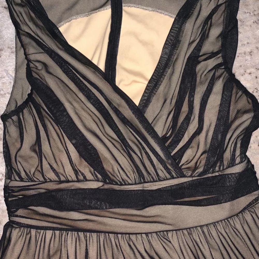 Size 16 Sheer Black and Gold Dress Mid- Length